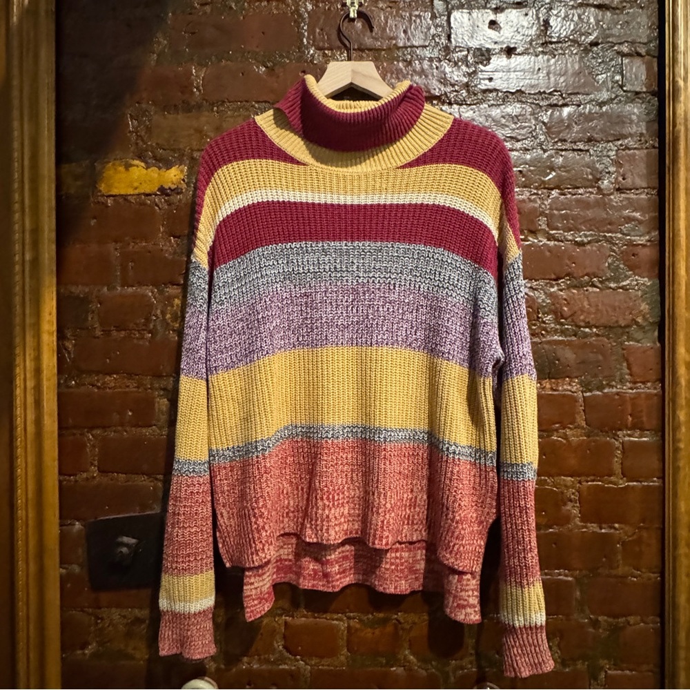 Striped Multicolor Turtleneck Sweater
